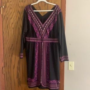 Bohemian Plus Black/Purple Dress With Rhinestones